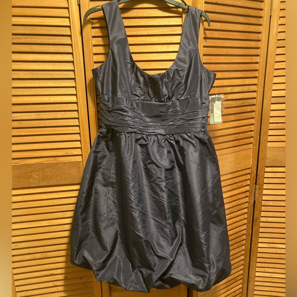 Donna Ricco Navy Blue Bubble Hem Sleeveless Dress